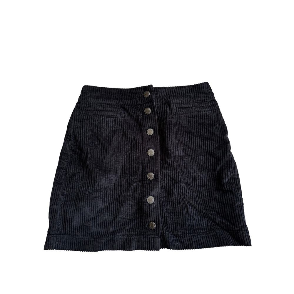 Aritzia Wilfred Free Womens Black Karmen Corduroy Button Front Mini Skirt Size 4
